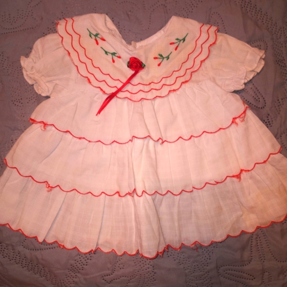 Vintage 1980s baby dress newborn to  14 pounds